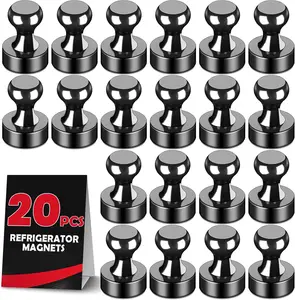 Fridge Magnets 20Pcs Refrigerator Whiteboard Small Strong Magnet Classroom Kitchen Accessories Decorative Locker Set Decor Must Haves Office Calendar Refrigerador Magnetic Cute Crafts Black
