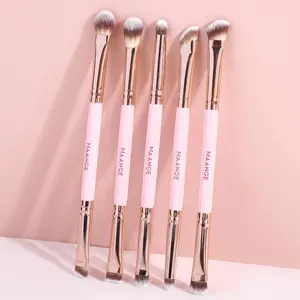 MAANGE 5pcs Professional Dual-Ended Eye Brush Set, Synthetic Makeup Brushes, Eyeshadow Brush Eyeliner Brush Eyebrow Brush Detail Brush, Makeup Brushes, for Precise Application, Essential Tools for Makeup Artists, Gift for Women & Girls