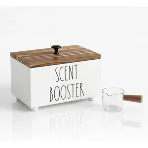 Laundry Scent Booster Container, Farmhouse Scent Beads Storage Organization, Rustic Wood Dispenser for Clothing Fragrance Beads, Laundry Room Powder Box, Laundry Detergent Organizer Bin