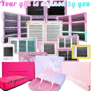 Queenice DIY Lash Clusters Set, Multiple Styles & Lengths, Natural Voluminous Eyelash Extensions, Reusable False Lashes, Perfect for Beauty Enthusiasts, DIY Individual Lashes