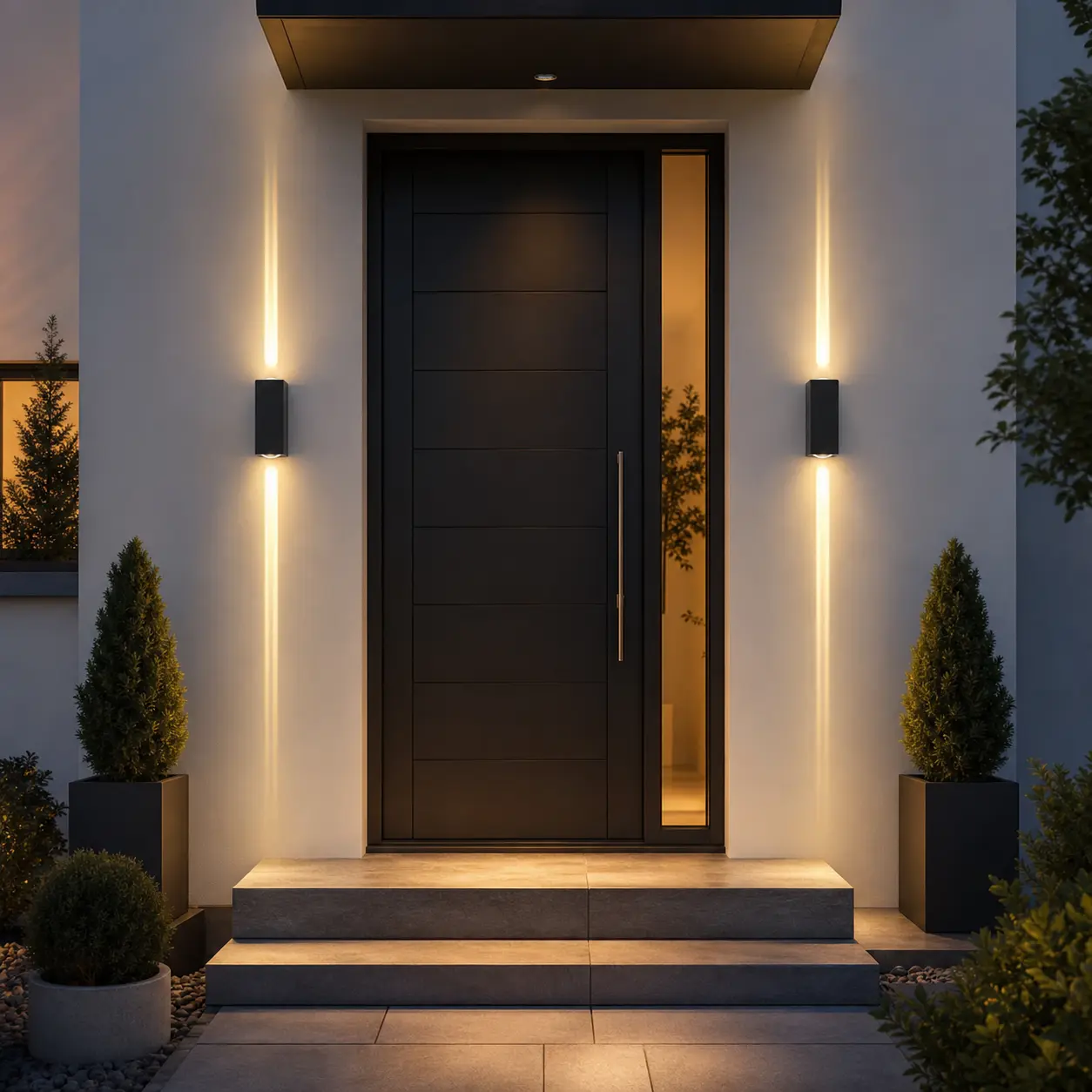 Outdoor Wall Light, 3000K Warm White Up and Down Wall Sconce, IP65 Waterproof Aluminum Alloy Exterior Wall Light, Modern Hard-Wired Porch Light for Patio, Garage, Balcony, Entryway, Black
