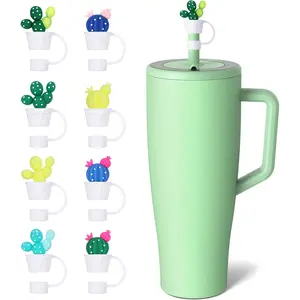 8 count  Straw Cover Set for Brumate Era 40 Oz,12mm Straw Toppers for Brumate Tumbler,Cactus Straws Covers Cap for Tumblers,Colorful Straws Covers Compatible with Brumate Era Accessories