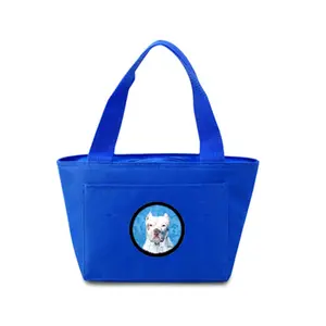 212 MAIN Pit Bull Gusseted Insulated Lunchbox Cooler, 15x7 in Durable Lunch Bag, Thermal Bag with Zippered Closure, Washable Stylish Blue School Lunch Container for Cold Retention