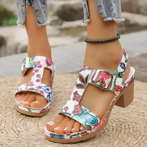 Women's Hollow Out High Heel Sandals Breathable Casual Comfortable Open Toe Slippers Summer Fashion Colorful Flip Flops