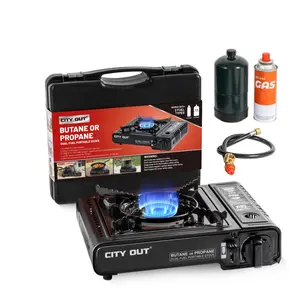 Cityout Dual Fuel Portable Camping Stove, Propane & Butane Gas Stove with Carrying Case for Emergencies, Outdoor BBQ