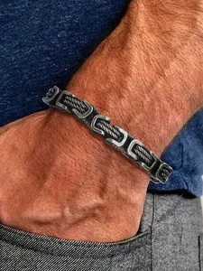 Vintage Retro Hand Chain Bracelet, Casual Stainless Steel Jewelry, Punk Style Gift for All Seasons, Perfect for Parties and Holidays, Men Jewelry