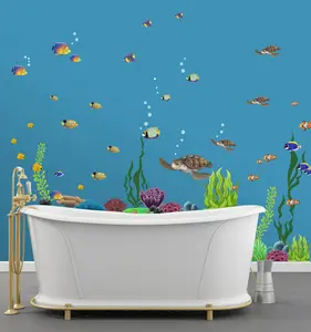 Large Ocean Theme Wall Decals Bundled -Fish, Seaweed, Sea Turtle, Coral