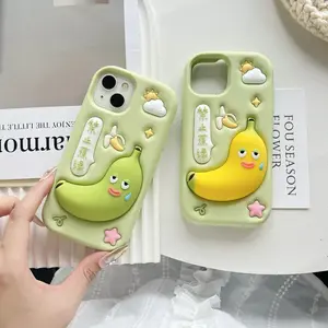 Quirky 3D Cartoon Banana Phone Case For iPhone 16 15 14 13 12 Pro Max, Shockproof Soft Silicone Protective Case