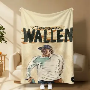 Wallen Singer Print Flannel Blanket -Lightweight & Portable, Ideal for Sofa & Bed, All-Season Gift for Fans, Contemporary Style, Mixed Colors, Fan Merchandise| Celebrity Themed| Soft Texture, Blanket for Bed,Cozy Fleece Throw Black Friday Deal tiktokshops