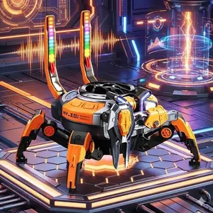 Colorful LED Robo-Crab Bluetooth Speaker: Wireless Stereo Bass, TWS Pairing for Party, 10W Powerful Sound, 8Hr Playtime. Portable Entertainment for Home & Outdoor Fun. Wireless Speakers