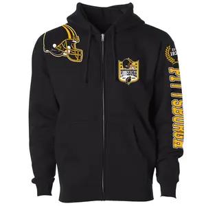 Men Football Home Team Zip Up Hoodie - Pittsburgh
