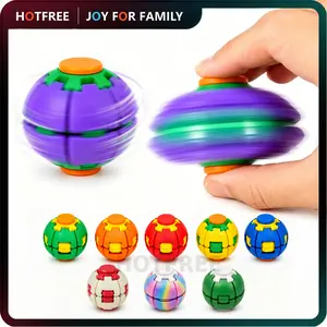Hotfree 3D Printed Fidget Ball Toy, Smooth Spinning Sensory Gyro Toy, Stress Relief Desk Gadget, Anxiety Relief Fidget Spinner, ADHD Focus Aid, Portable Handheld Fidget Gyro Toy for Kids, Teens and Adults