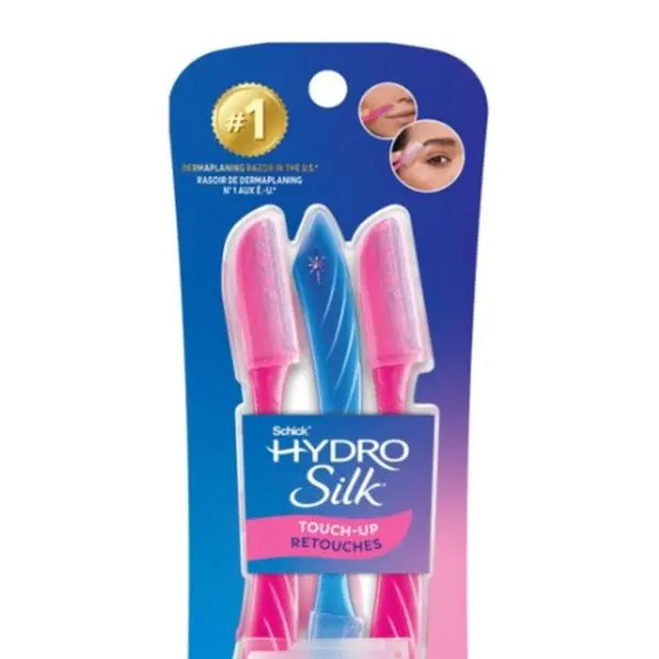 Schick Hydro Silk Touch-Up Dermaplaning Tool with Precision Cover, 3ct | Dermaplane Razor, Face Razors for Women, Peach Fuzz Remover