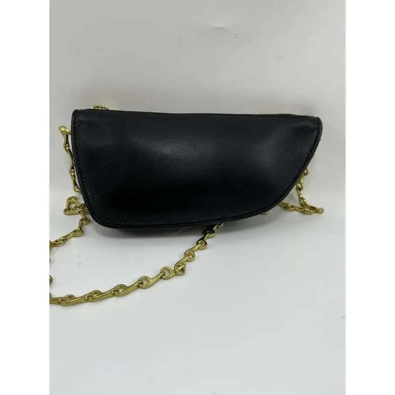 Pre-owned BURBERRY LEATHER clutches & wristlets US0052 Micro Shield Sling Bag Crossbody Bag Black Shoulder Bag OH1072