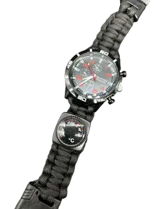 Survival Camping Watch Waterproof Watch with Paracord Whistle Compass