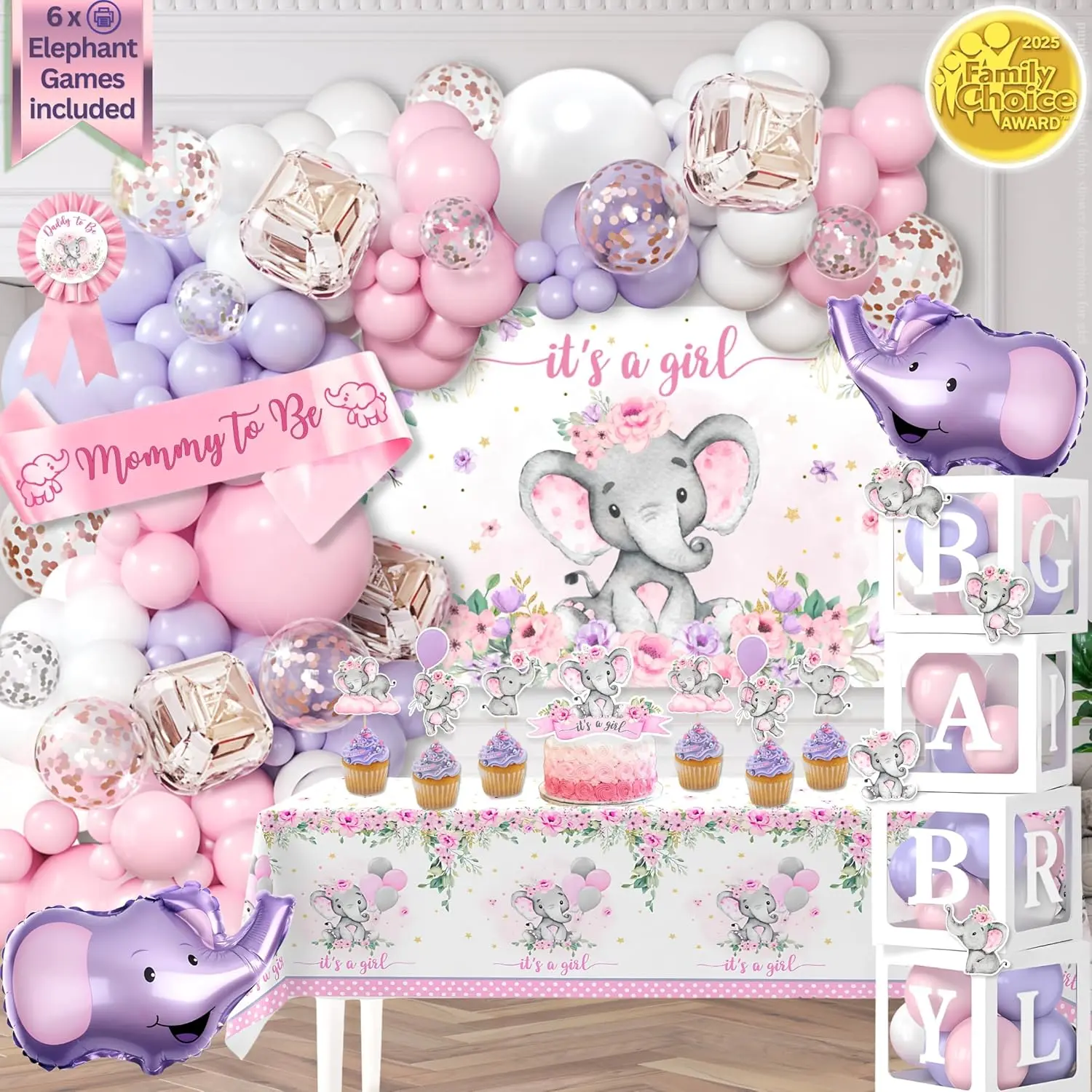 Cute Pink Elephant Baby Shower Decorations for Girl Party Gifts Party Favors