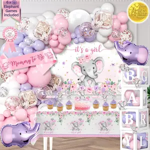 Cute Pink Elephant Baby Shower Decorations for Girl