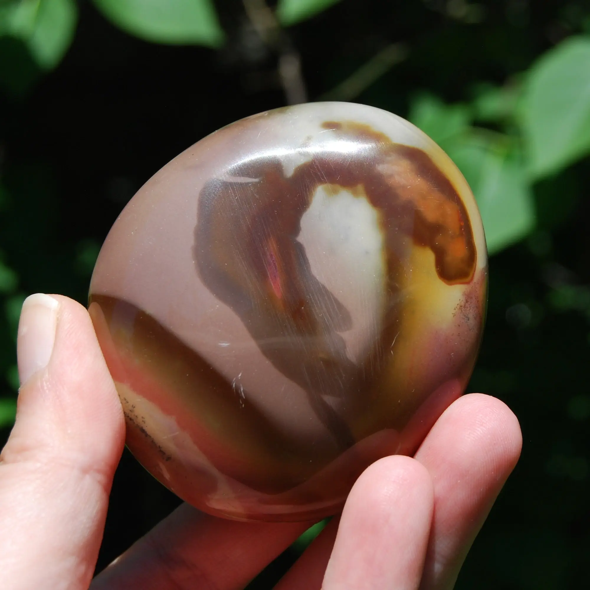 2.8in 210g Polychrome Jasper Crystal Palm Stone Peach Pink Purple Red, Madagascar