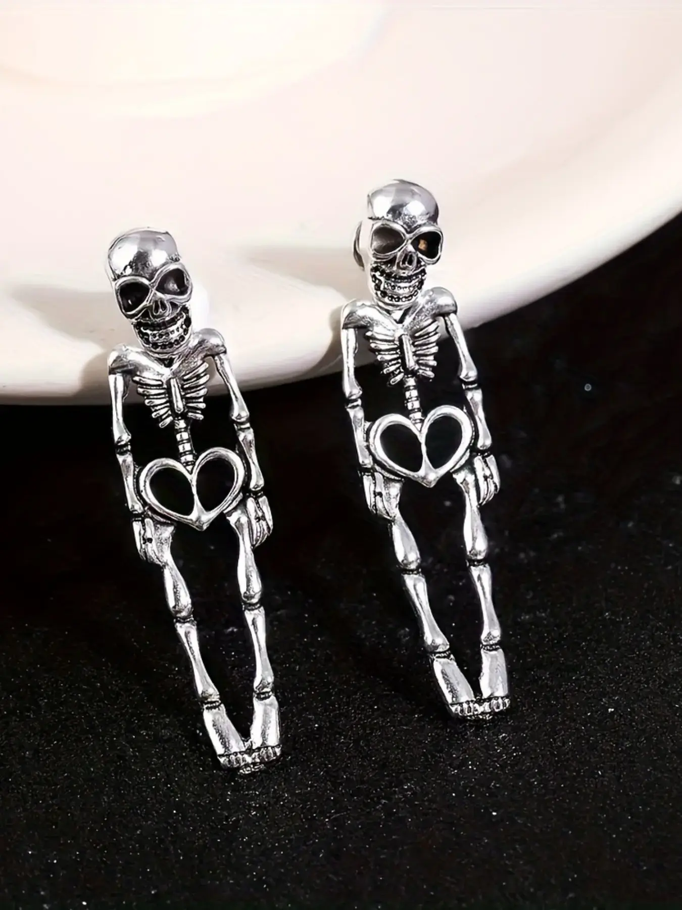 Gothic Skeleton Halloween Earrings for Women Unique Human Skull Funny Earring Ghost Front Back Dangle Party Accessories