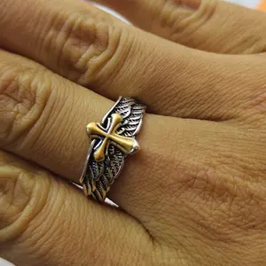Sunflower Cross Ring Elegance Gold Plated Unique Design with Free Gift for Other Store Items Men's Trendy Jewelry