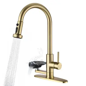 Kitchen Faucet with Temperature Display, Press-Type Glass Rinser, High-Arc Pull-Down Sprayer, 3 Spray Modes, Brushed Nickel Finish for Modern Kitchen Sink，Kitchen Faucets with Pull Down Sprayer, Suitable for Farmhouse Camper Laundry Rv Bar