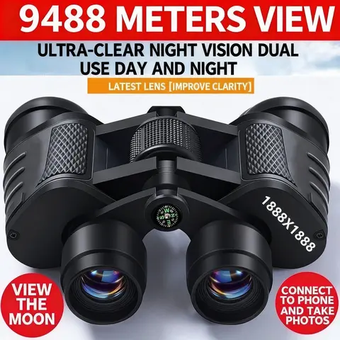 Military Binoculars, High Magnification Ultra-Clear Night Vision, Ideal for Bird Watching, Hunting, Hiking, Camping, Wildlife Observation