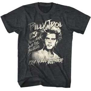 Billy Idol Rebel Yell Tour 1984 T-Shirt Cotton Collar