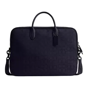 COACH Theo 40 Classic Monogram Fabric Briefcase for Men in Midnight Navy Blue