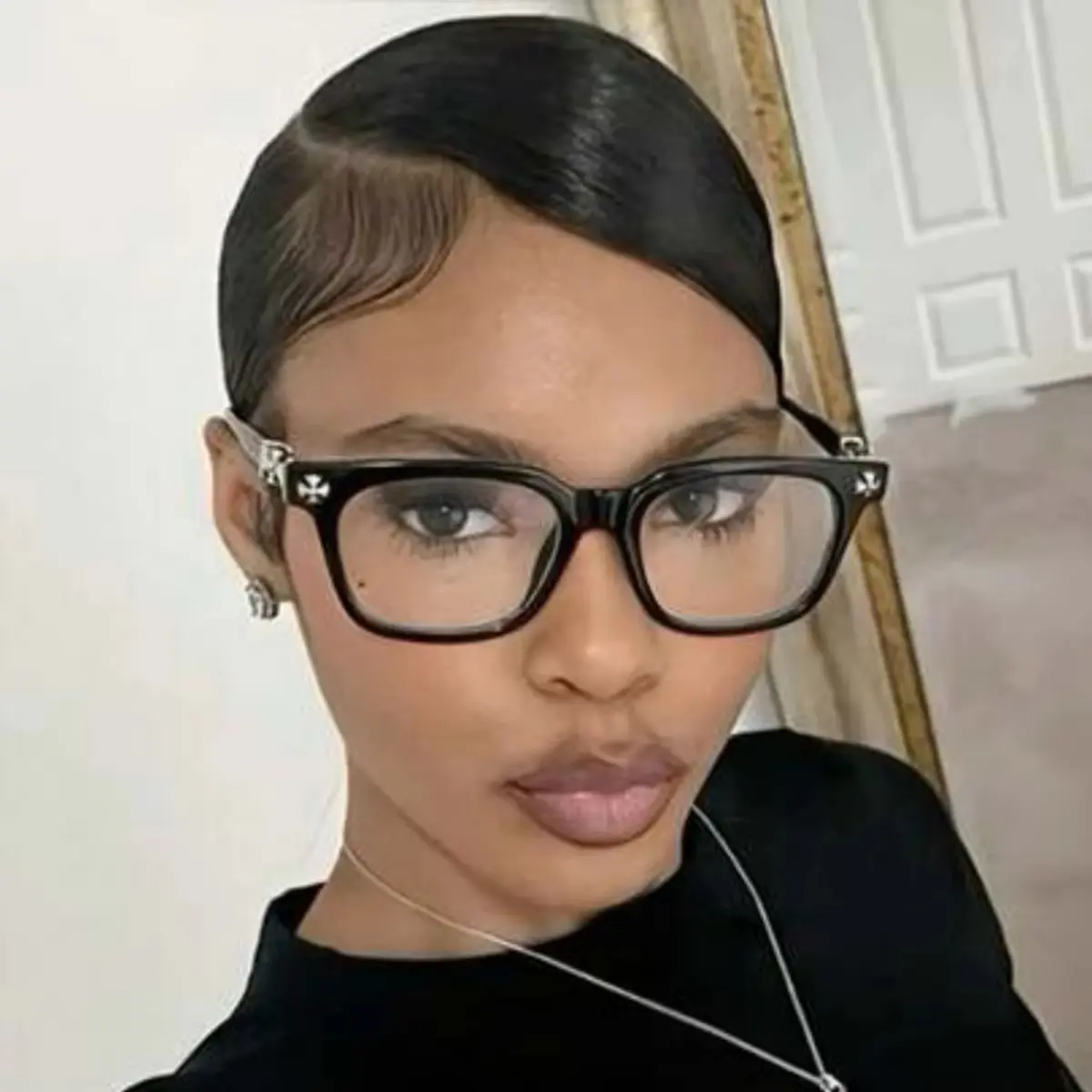 Oversized Square Vintage Versatile Transparent Glasses Women Men Fashionable trendy anti blue light glasses