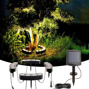 Solar Tree Lights Outdoor, Palm Tree Ring Uplights with Warm White LED for Tree, 2-in-1 (Sticked&Tied), IP65 Waterproof, 2000Mah Upgraded COB Spotlights for Garden, Landscape, Yard, Decor