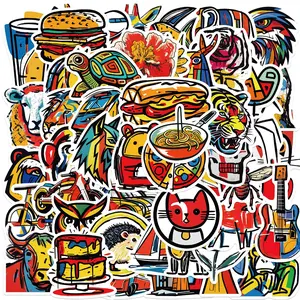 50pcs cartoon colored graffiti stickers for guitar, laptop, luggage, DIY waterproof computer, phone case stickers