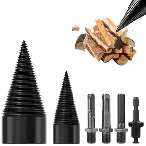 6Pcs Wood Splitter Drill Bits Set, 45mm+32mm Heavy Duty Log Splitters with 4 Drill Screws, Compatible with Hand/Electric Drill for Firewood Chopping