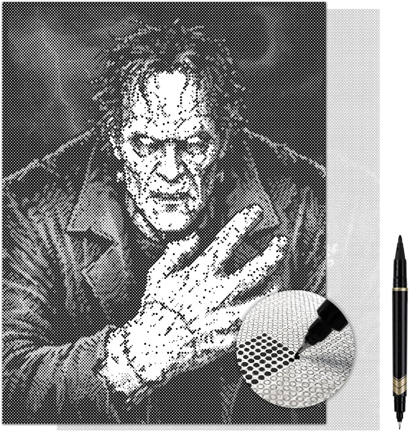 Frankenstein Dot Painting Kit for Adults — 13×17 Canvas with Dual-Tip Marker