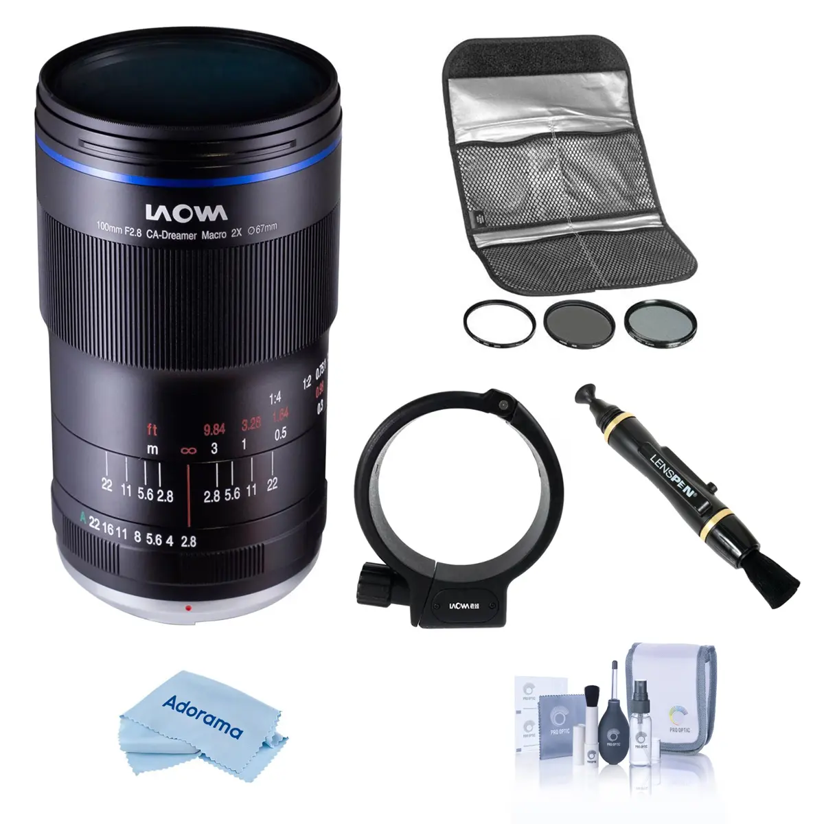 Venus Laowa 100mm f/2.8 Manual Aperture 2x Ultra Macro APO Lens for Pentax K, Bundle with Hoya 67mm Filter Kit II, Tripod Collar, Lens Cleaner, Cleaning Kit, Cleaning Cloth