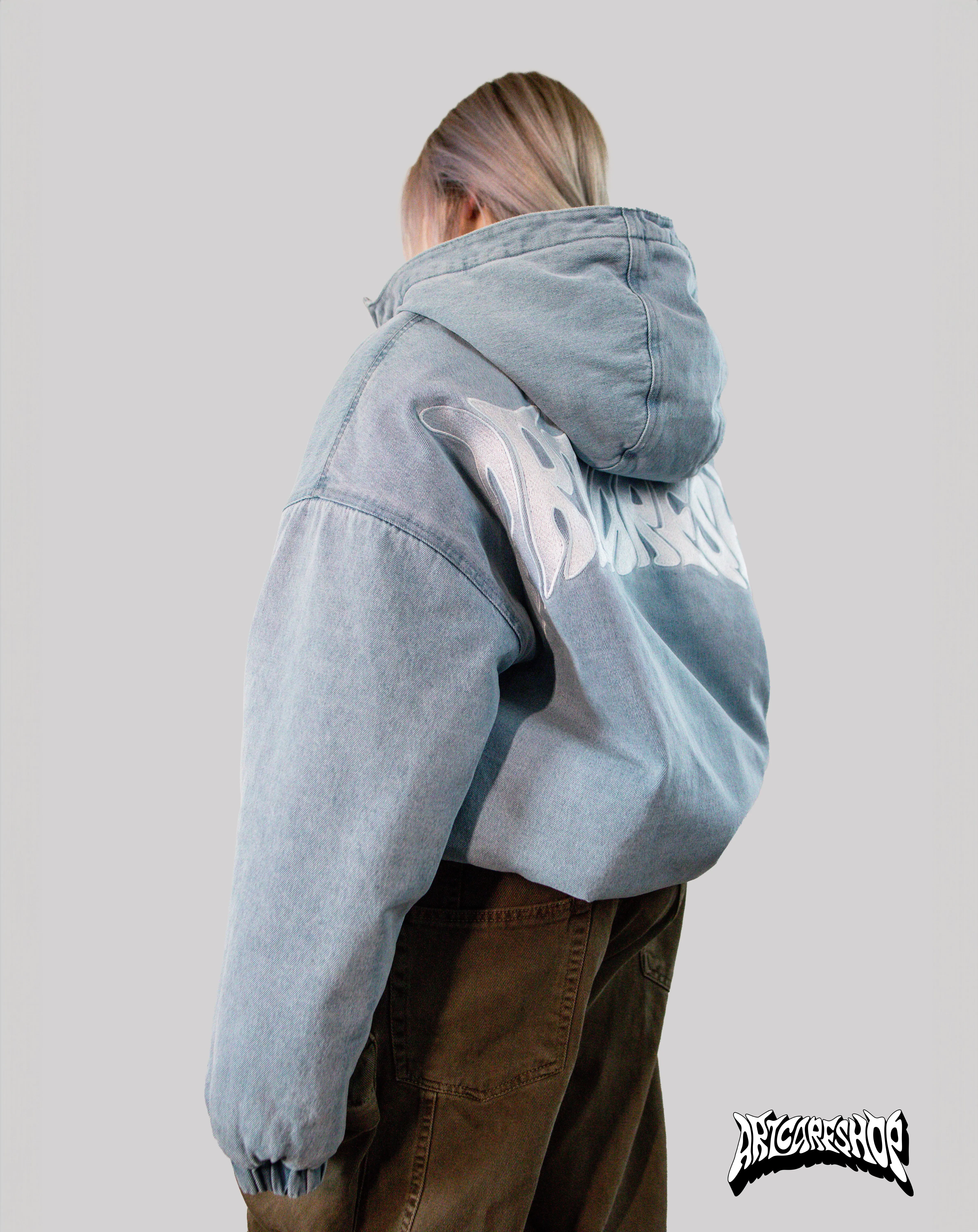 Streetwear Unisex Denim Puffer Jacket by ArtcareShop