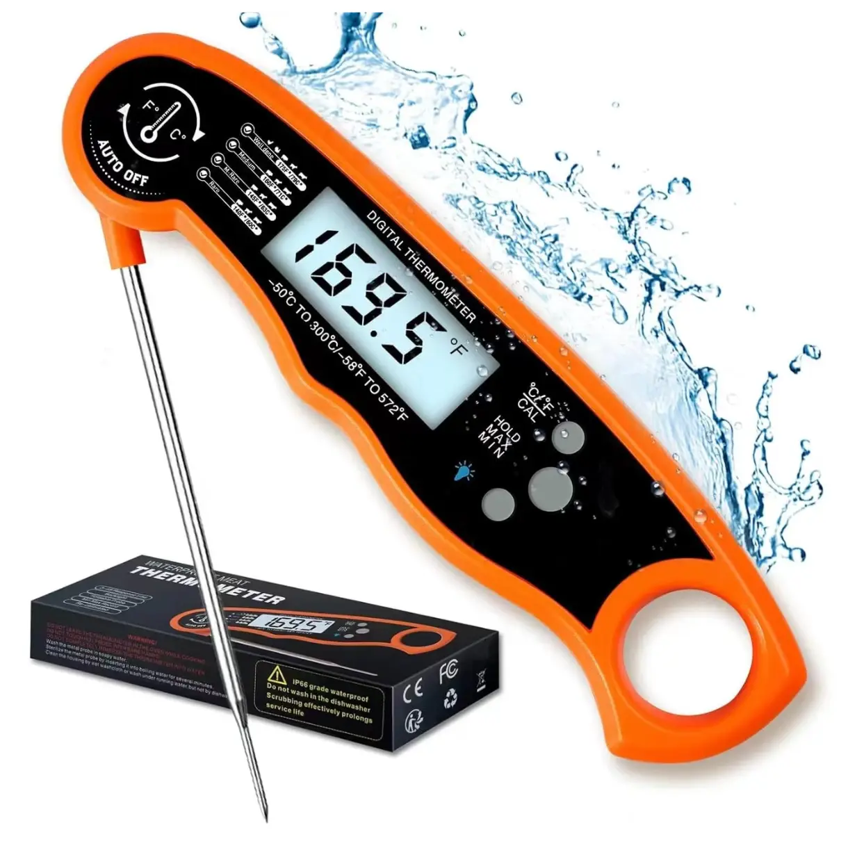 Wireless Digital Kitchen Thermometer: Instant - Read Probe with Calibration & Backlight for Cooking & Grilling Meat Like Turkey and Steak