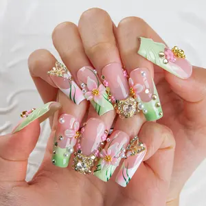 Lovful Holiday Spring Collection Handmade Acrylic Press On Nails 10PCS Reusable Salon Quality White Unique Designs Versatile Sizes summervibes