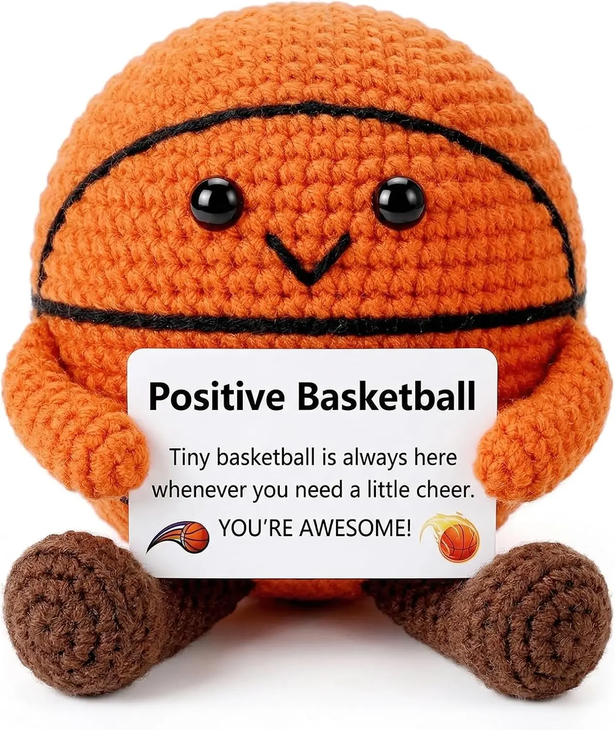 Positive Basketball Crochet Emotional Support Doll for Guys, Basketball Stuff, Good Luck Charm for Men Teammates, Motivational Care Package Present for 2026 Graduation