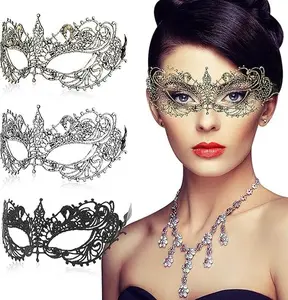 3 Pcs Adult Masquerade Mask Mysterious Fun Lace Masks for Couples Women Man Lace Headpiece Disguise for Costumes purgemask