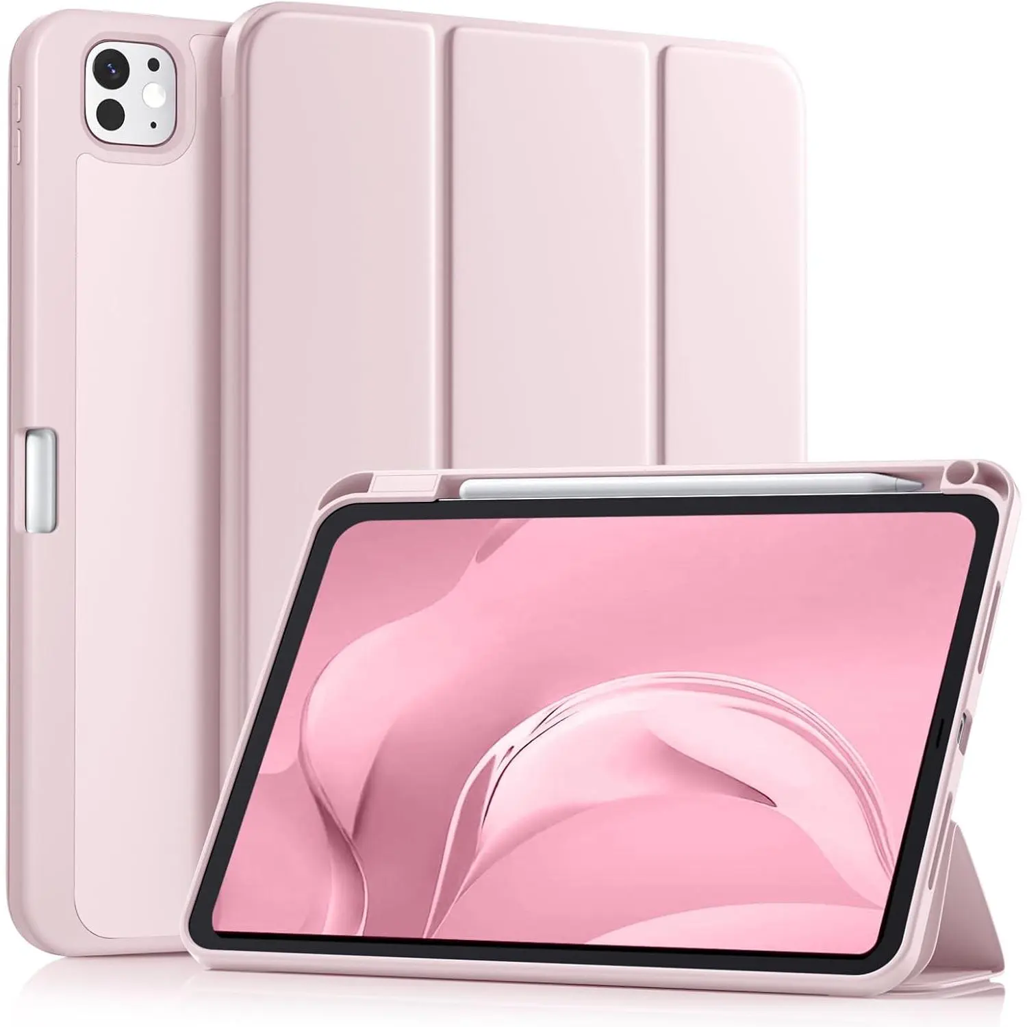for iPad Pro 11 Inch Case (M5/M4) 2025/2024 6th/5th Generation with Pencil Holder, for iPad Pro Case 11 Inch with Trifold Stand Protective Cover/Soft TPU , Auto Wake/Sleep,