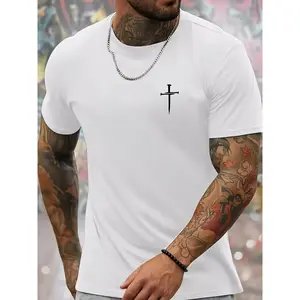 graphic tees Mens Cross Print T-Shirts - Super Soft, Breathable Short Sleeve Tops - Stylish Elastic Crew Neck for Comfortable Outdoor Adventures - Everyday Essential for Trendy Men, Multiple Colors90s graphic tees