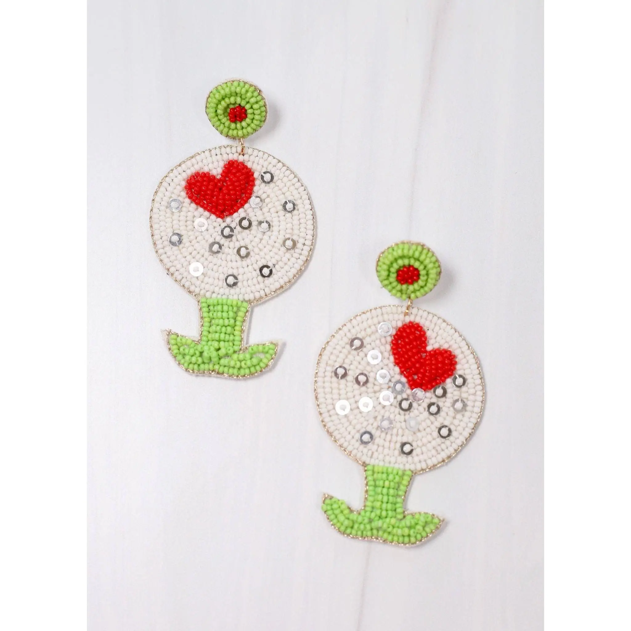 Tee Time Golf Ball Earring WHITE