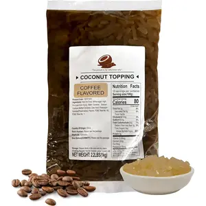SOEOS Coffee Flavored Coconut Jelly Strips 2.2 lbs Ready to Eat Chewy Bouncy Texture for Boba Tea & Desserts