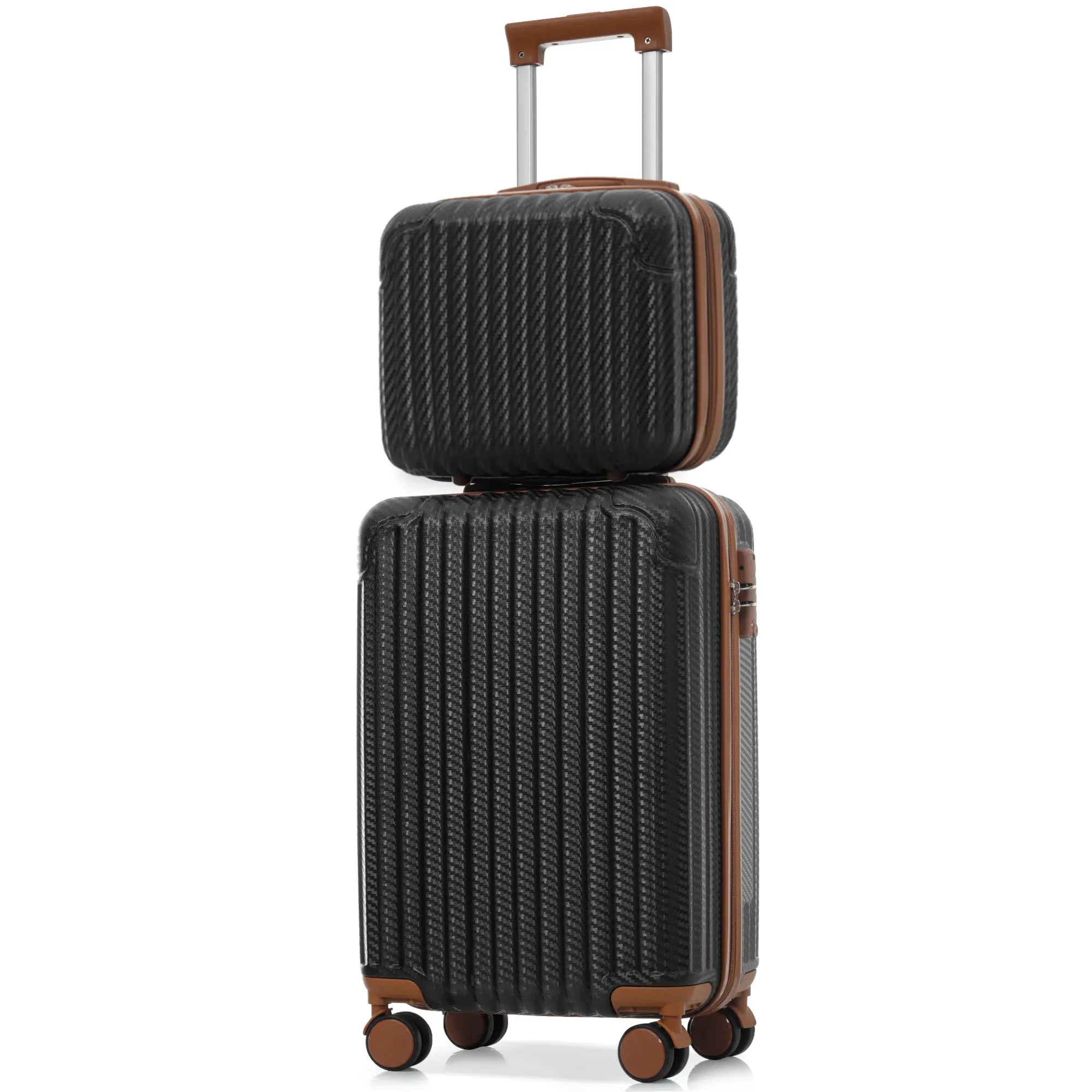 2-Piece Hardshell Luggage Set, Lightweight ABS Suitcase, TSA Lock & 360° Spinner Wheels, 20'' Carry On + 14'' Cosmetic Case