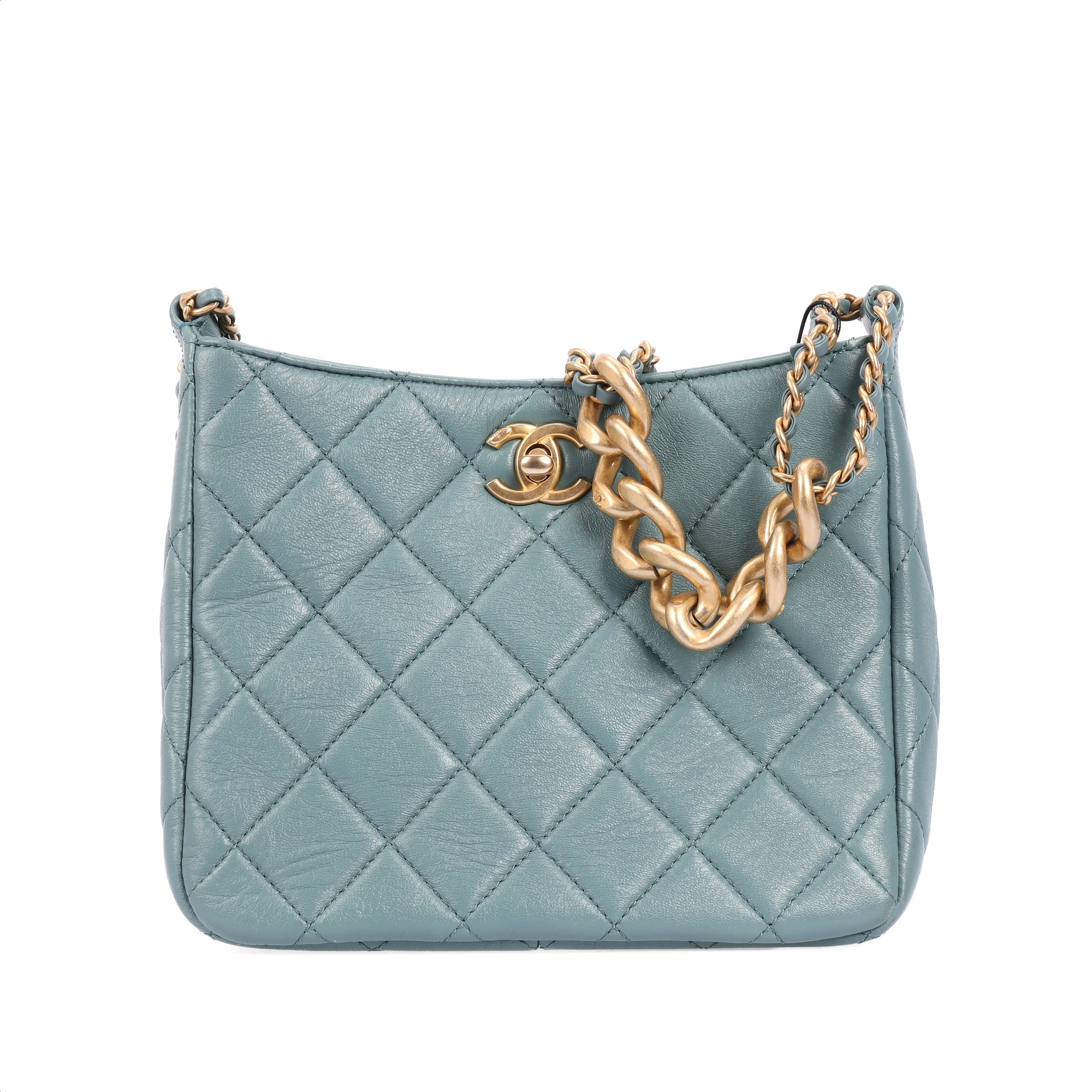 Pre-owned CHANEL Leather Crossbody Bag Blue Quilted 83961387