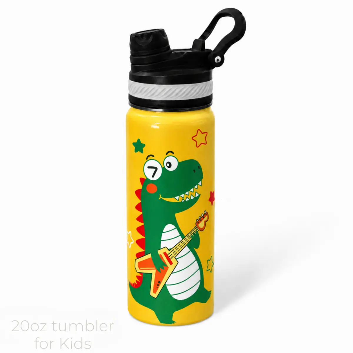 Dinosaurs Water Bottle - Dino Kids Water Bottle with Straw Lid - 20 Oz Insulated Stainless Steel Water Bottles for Kid Boys, Double Wall Water Cup for Back to School, Cute Drinkware, Gift For Boys & Girls, Travel Cup for School Sports
