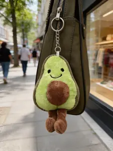 Creative Unisex Cartoon Plush Hanging Ornament, Dumpling Avocado Broccoli Banana Cheese Doll, Bag Shoulder Car Decoration Gift