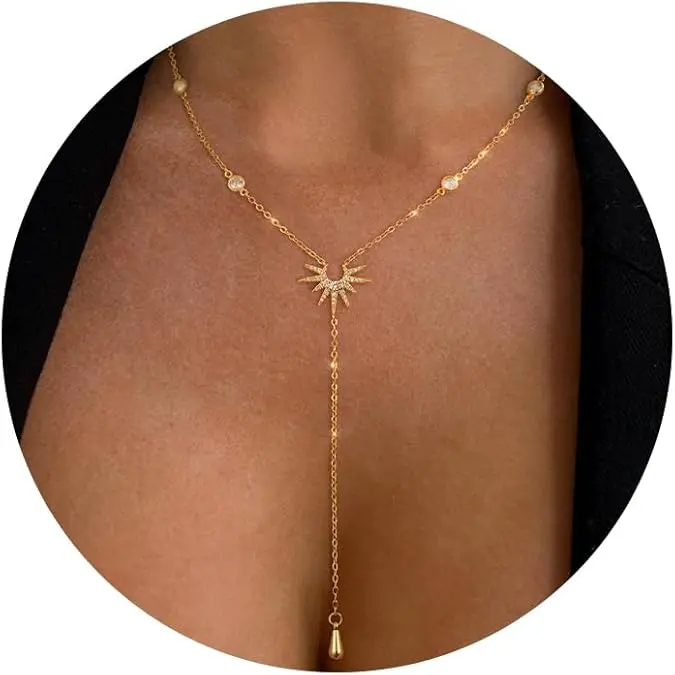 Chesky Women's Lariat Y-Pendant Necklace, Exquisite Chain Jewelry, Fashionable Jewelry with Layering Clasp, Long Drop Dangle Bar Design, Ideal Mother's Day Gift (Y-Pendant Adds Modern Glam)