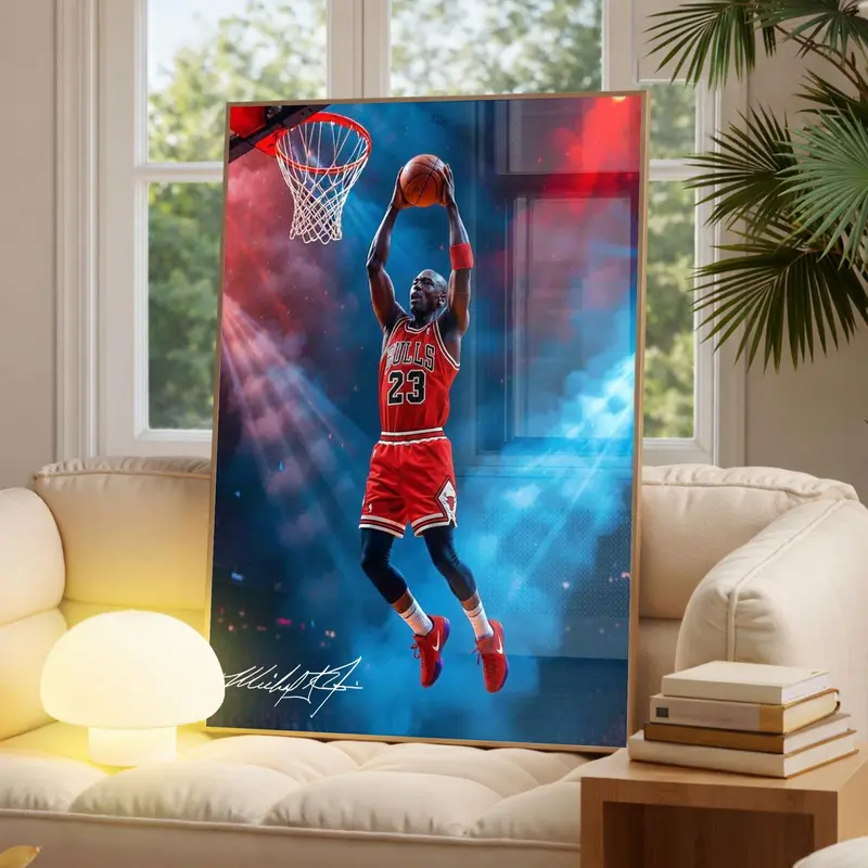 Michael Jordan Poster With Frame, Chicago Basketball Wall Art, NBA Legend Print, Sports Decor, Basketball Gift, Jordan 23 Art