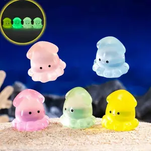 Cute Octopus Design Ornament, 60/80pcs Luminous Glow in the Dark Mini Octopus Decoration, DIY Decoration Accessories for Home & Car & Garden, Decorative Collectible Figurines, Cute Cartoon Figurine